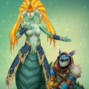 Thumbnail of Naga Siren and Slark Digital Art